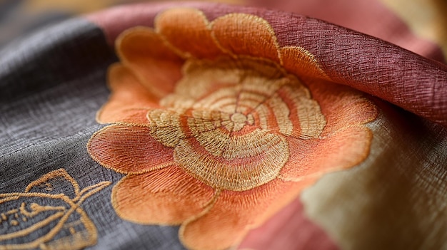 Ręcznie haftowany motyw na materiale